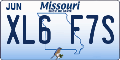 MO license plate XL6F7S