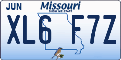 MO license plate XL6F7Z