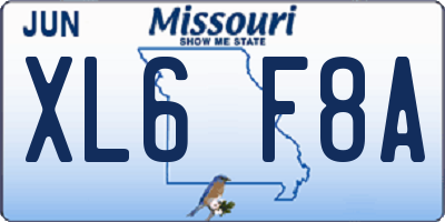 MO license plate XL6F8A