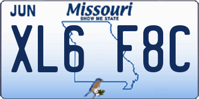 MO license plate XL6F8C
