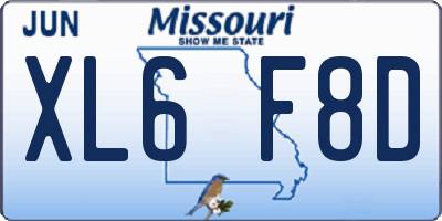 MO license plate XL6F8D