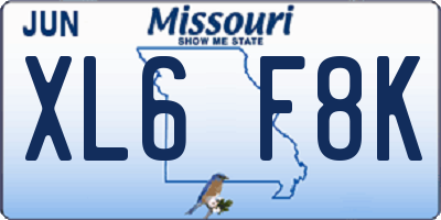 MO license plate XL6F8K