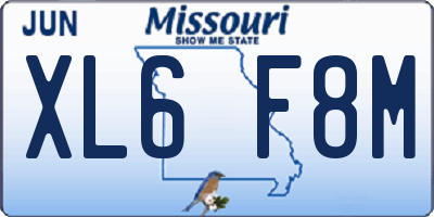 MO license plate XL6F8M