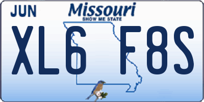 MO license plate XL6F8S