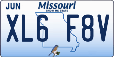 MO license plate XL6F8V
