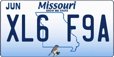 MO license plate XL6F9A