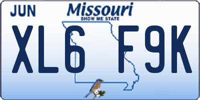 MO license plate XL6F9K