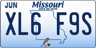 MO license plate XL6F9S