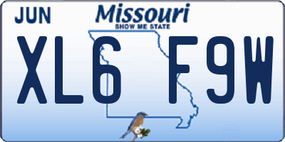 MO license plate XL6F9W