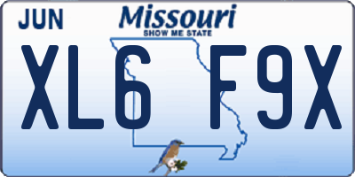 MO license plate XL6F9X