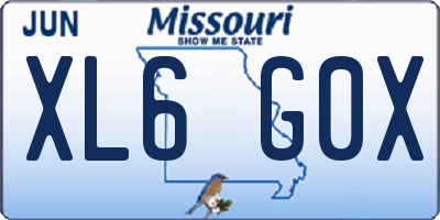 MO license plate XL6G0X
