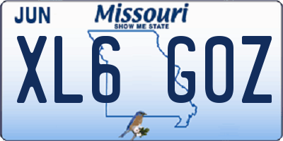 MO license plate XL6G0Z
