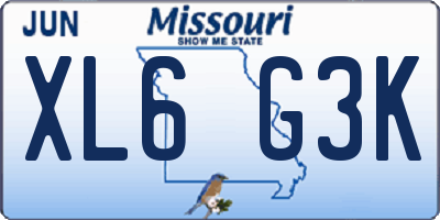 MO license plate XL6G3K