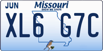 MO license plate XL6G7C