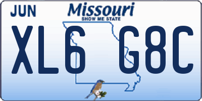 MO license plate XL6G8C