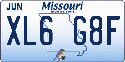 MO license plate XL6G8F