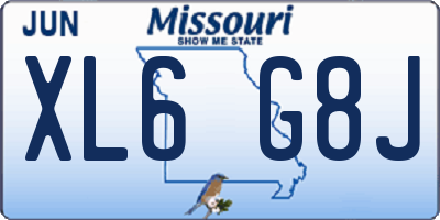 MO license plate XL6G8J