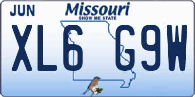 MO license plate XL6G9W