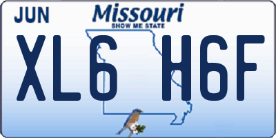 MO license plate XL6H6F