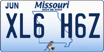MO license plate XL6H6Z