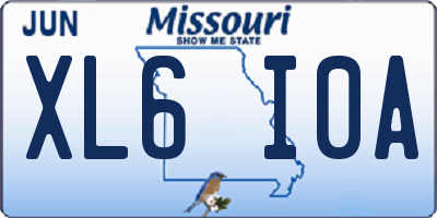 MO license plate XL6I0A