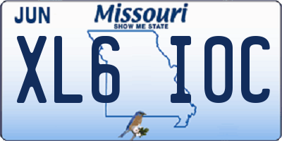 MO license plate XL6I0C