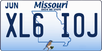 MO license plate XL6I0J