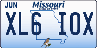 MO license plate XL6I0X