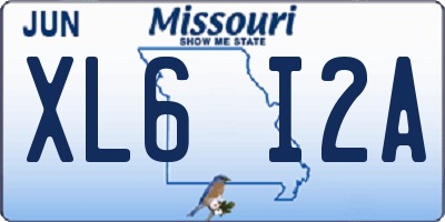 MO license plate XL6I2A