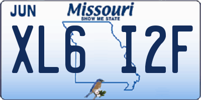 MO license plate XL6I2F