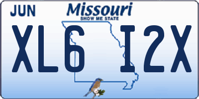 MO license plate XL6I2X