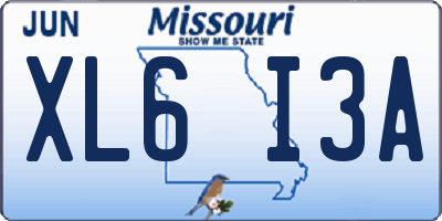 MO license plate XL6I3A