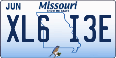 MO license plate XL6I3E