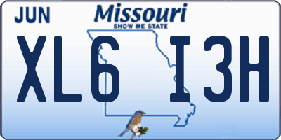 MO license plate XL6I3H