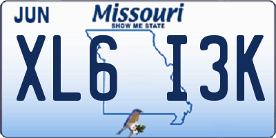 MO license plate XL6I3K