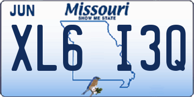 MO license plate XL6I3Q
