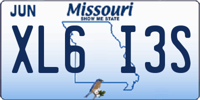 MO license plate XL6I3S