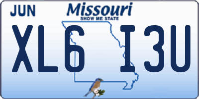 MO license plate XL6I3U
