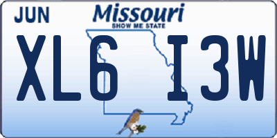 MO license plate XL6I3W