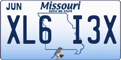 MO license plate XL6I3X
