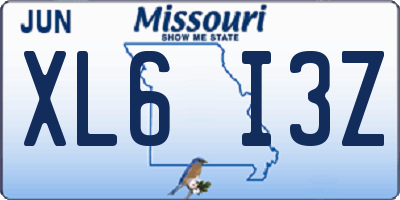 MO license plate XL6I3Z