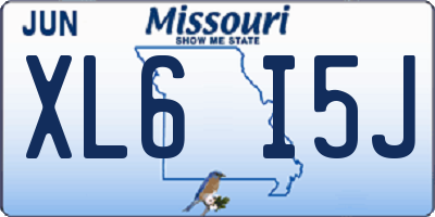 MO license plate XL6I5J