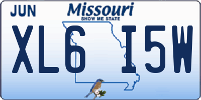 MO license plate XL6I5W