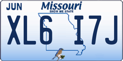 MO license plate XL6I7J