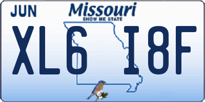 MO license plate XL6I8F