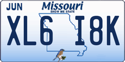 MO license plate XL6I8K