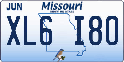 MO license plate XL6I8O