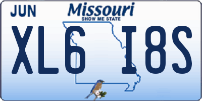 MO license plate XL6I8S
