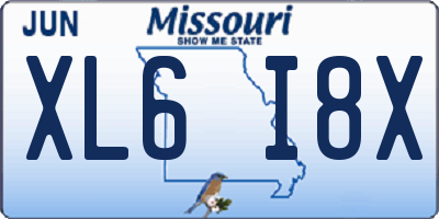 MO license plate XL6I8X