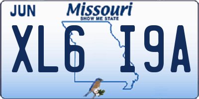 MO license plate XL6I9A